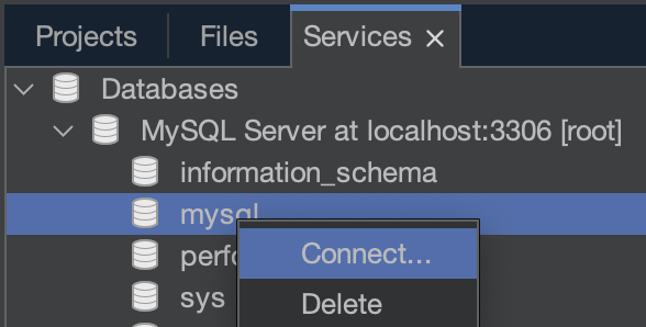 Connect to mysql database
